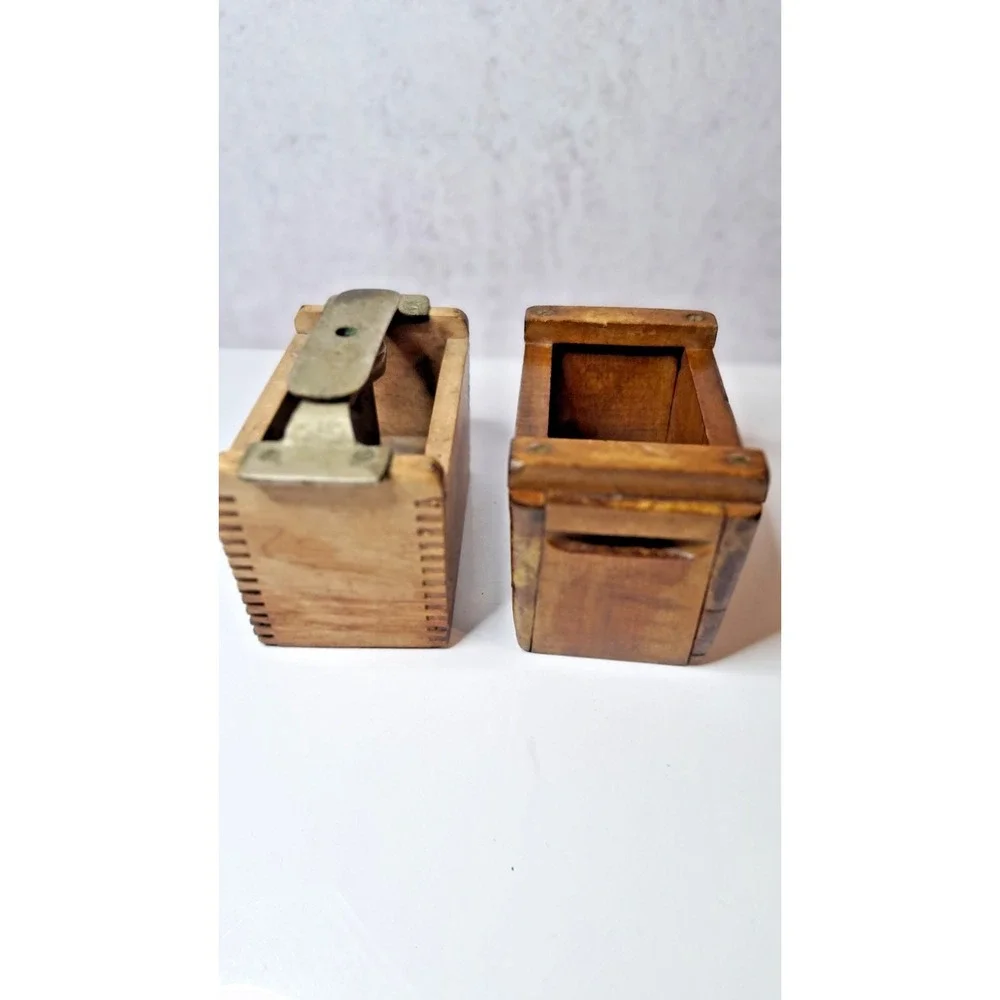 Wooden Antique Butter Mold with Metal Plunger Press
